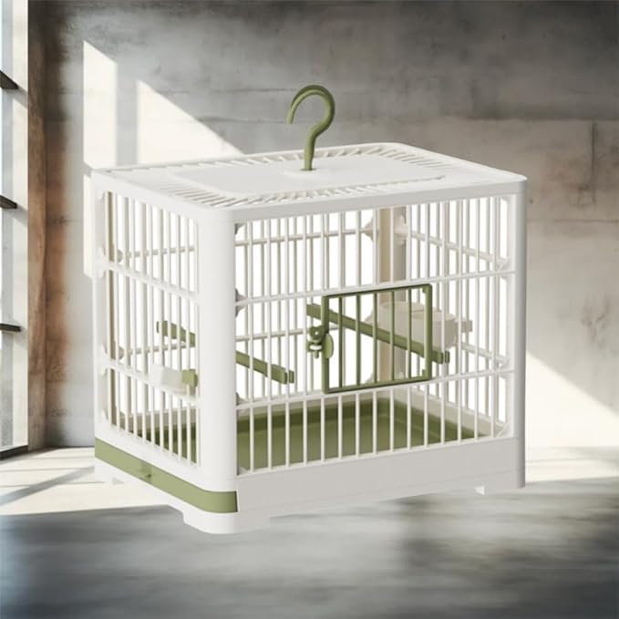 2026 New Bird Carrier Cage, Travel Bird Cage, Portable Bird Carrier, Small Birds Lightweight Parrots Cage, Detachable Tray Hook Handle Easy Transport Bird House for Travel Outdoor (Light Green)