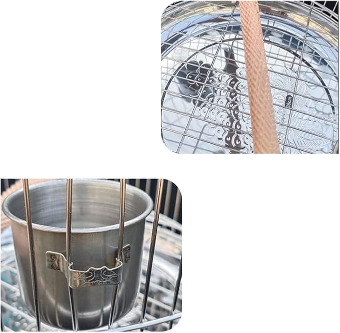 Metal Bird Cage Portable Hook Bird Carriers for Home Outdoor Garden Hanging Flying Bird Cage Easy to Clean Birdcage，40cm/15.7in