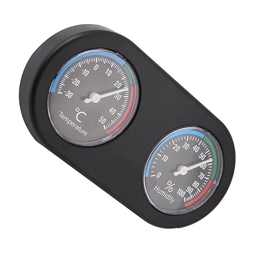Reptile Thermometer Hygrometer | 2 in 1 Analog Gauge for Tank/Terrarium/Incubator | Mini Round Monitor, No Battery Needed