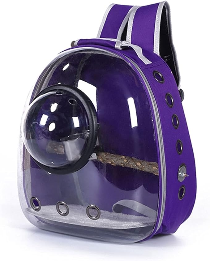 Bird Cage Lightweight Bird Carrier Backpack Travel Cage Birds Breathable Transparent Space Capsule Birdcage,Purple