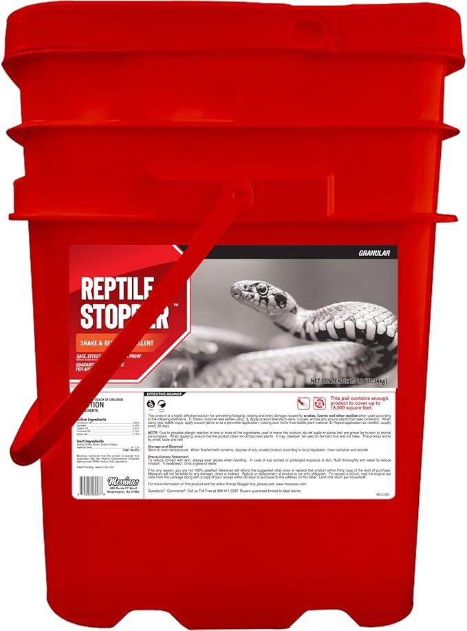 Reptile Stopper, Granular Animal Repellent, All Natural, Effective All Year Round, Safe for People and Pets, No Harsh Chemicals, Ready to Use, Snake & Reptile Repellent - 25 lb. Bulk