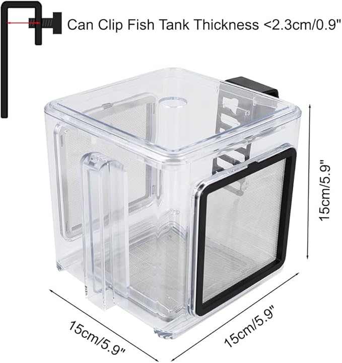 Fish Breeding Box, Acrylic Fish Isolation Box Hanging Aquarium Hatchery Tank for Freshwater Seawater Fish Tank Aquarium