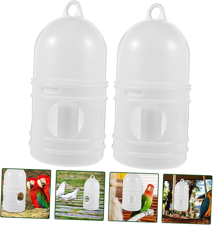 Pigeon Drinking Water Maker 2Pcs - Large Capacity Plastic Water Feeder for Birds Automatic Pigeon Waterer Dispenser for Cage White