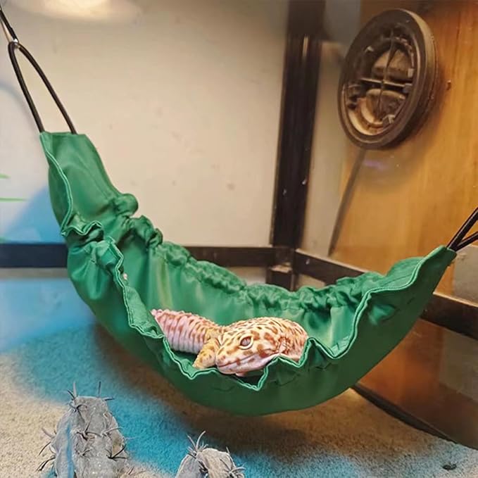 Reptile Hammock, Bearded Dragon Tank Accessories Lizard Hammock Reptile Lounger for Lizard Gecko Snakes Chameleon Lguana Reptiles (Green)