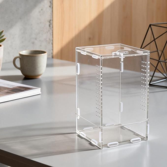 Jumping Spider Enclosure, Reptile Terrarium, Tarantula Habitat,Acrylic Lizard Box, Mantis Bug Cage ﻿