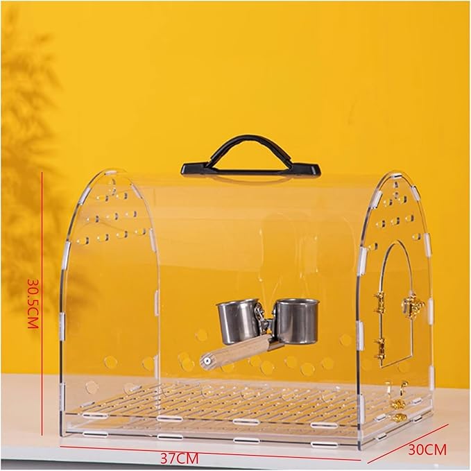 Bird Cage Transparent Parrot Take-Out Portable Bag Out Acrylic Special Parrot Cage(Medium)