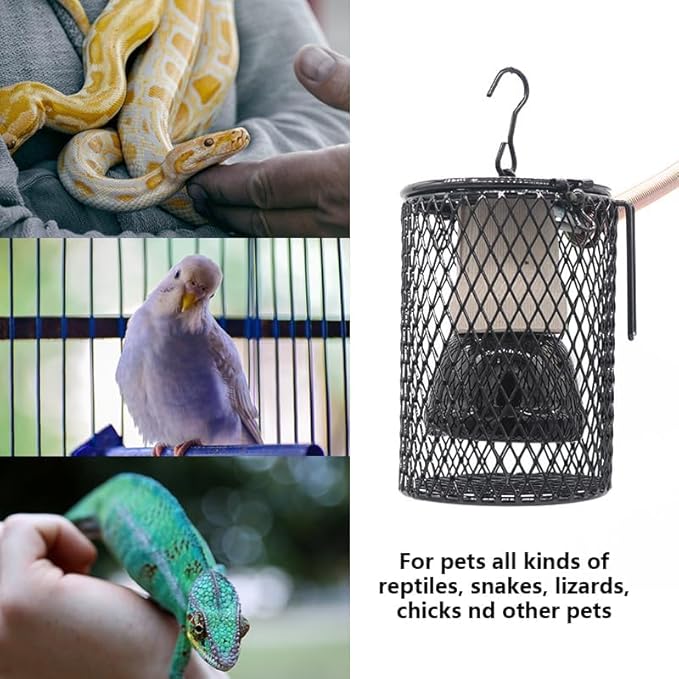 Bird Heat Lamp, Protective Reptile Heater Guard- Mesh Cage Lampshade Cover for Various Pets Including Reptiles