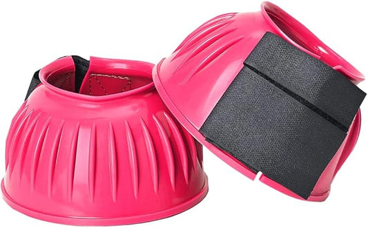 HILASON Western Horse Rubber PVC Ribbed Double Hook and Loop Bell Boots Training Protective Shock Absorbing Leg