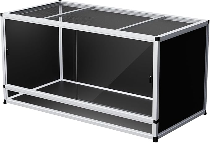 120 Gallon PVC Reptile Enclosure 48"x24"x24" – Reptile Tank with Removable Solid Top Cover, Front Sliding Glass Doors, Easy Clean, for Bearded Dragon, Snake