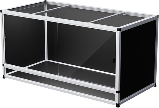 120 Gallon PVC Reptile Enclosure 48"x24"x24" – Reptile Tank with Removable Solid Top Cover, Front Sliding Glass Doors, Easy Clean, for Bearded Dragon, Snake