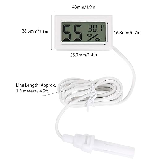 Mini Hygrometrometer Temperature for Home Reptiles Used (White)