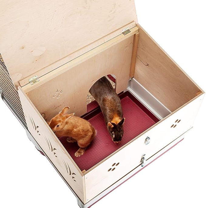 Ferplast Krolik Extra-Large Rabbit Cage w/ Wood Hutch Extension Rabbit Cage Includes All Accessories and Measures 55.9L x 23.62W x 19.68H and Includes ALL Accessories