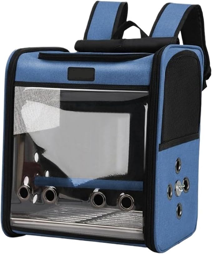 Backpack Bird Carry Cage Carriers Bag Travel Set Pet Bird Breathable Double-Shoulder Backpack Outgoing Travel Cage(Blue)
