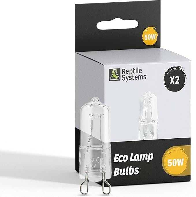 Reptile Systems Replacement Bulb Eco Halogen White Spot Lamp – White 50w, 2 Count – Replacement Bulb Kit for Reptiles & Amphibians – Light for Tanks, Vivariums & Crested Geckos