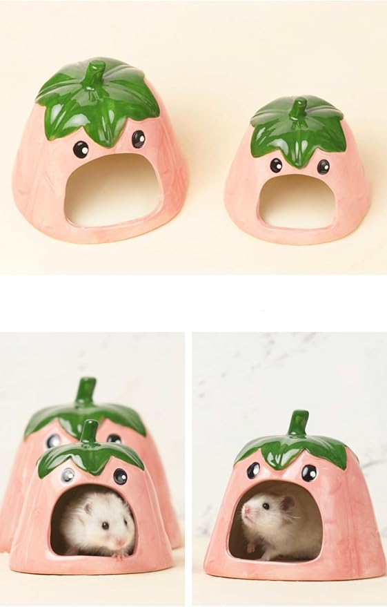 Ceramic Hideout for Hamsters - Fun & Cozy Small Animal Shelter, Cute Eggplant Shape
