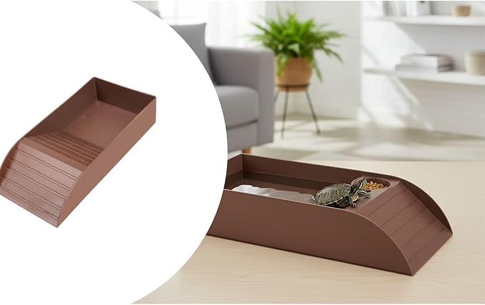 Reptile Bathing Tub with Non-Slip Surface and Entry Ramp for Easy Small Animal Soaking Container