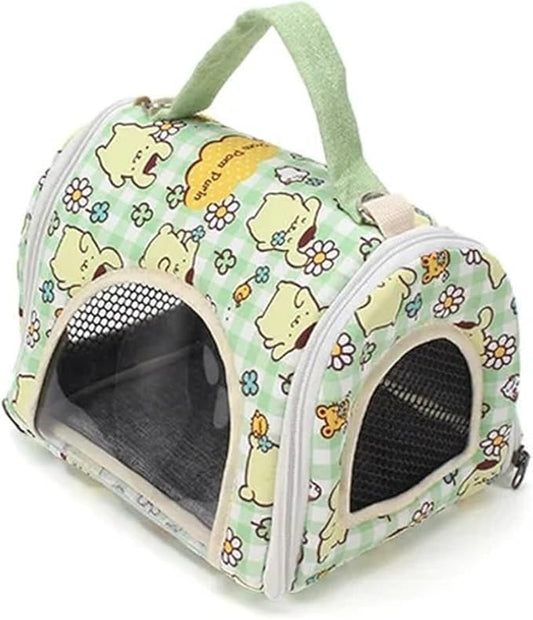 1pc Lightweight Portable Parrot Backpack - Rattan Plush Folding Bird Cage for Outdoor Transport(Green,29X23X21CM)