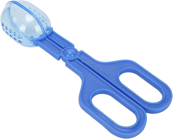 GLOGLOW Reptile Feeding Tool, Reptile Feeding Clamp Reptile Feeding and Cleaning Tool Reptile Poop Scoop with Vents for Tortoise (Blue)
