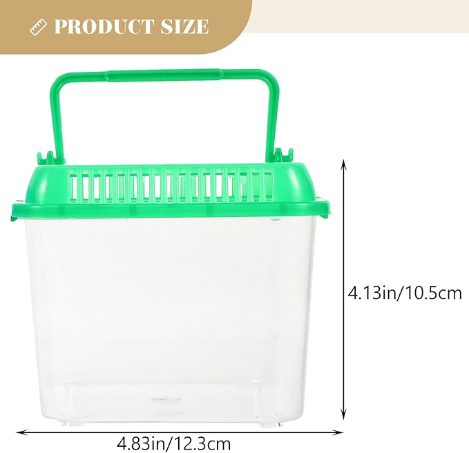 Ipetboom Clear Case 1pc Reptile Feeding Terrarium Pet Portable Small Reptile Cage Fish Tank Handheld Small Pet Box Transparent Tortoise Tank Breeding Case(Color) Containers with Lids