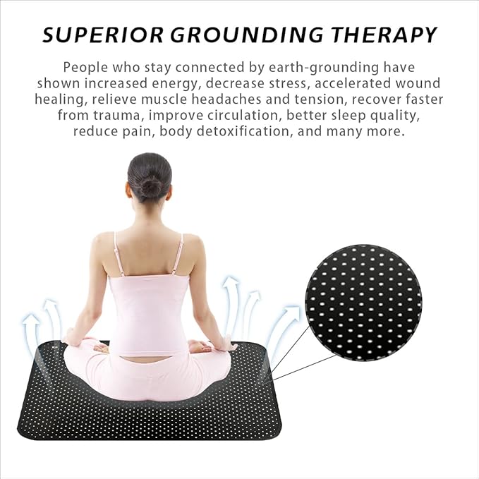 NIULAFR Grounding Mat with 15ft Grounding Cord, Grounding Pad 15.7 x 19.6 Inch, Earth Therapy for Better Sleep