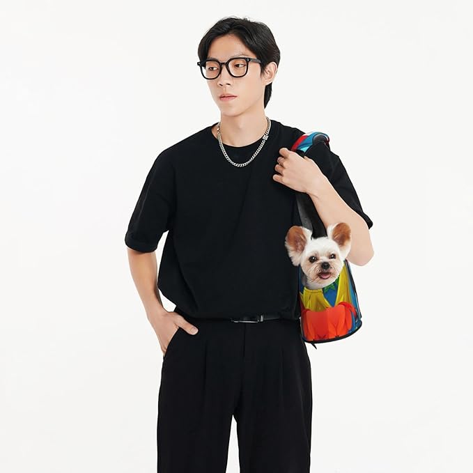 Beautiful Parrot Bird Printed Portable Foldable pet Shoulder Bag, Suitable for Carrying Small Pets
