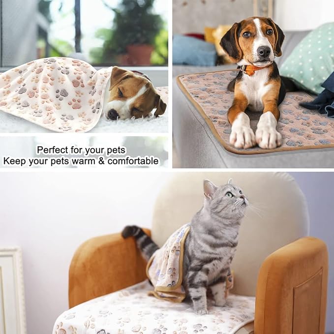 MIWOPET 3 Pack Cat and Dog Blanket Soft & Warm Fleece Flannel Sleep Mat, Great Pet Throw for Puppy, Cats, Small, Medium & Large Dogs(Large 40" x 30")