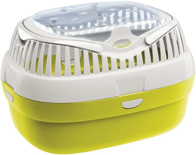 Ferplast Rabbit, Guinea Pig and Rat Carrier ALADINO Large, Large Pet Carrier for Hamster, Rodents, Rabbits, Transparent Cover with Comfortable Handle, Secure Closing, 36 x 26 x h 23 cm, Green