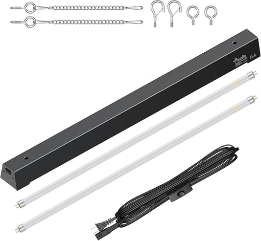 Pawfly T5 Reptile Light Combo Kit with 2 UVB Tubes, 10.0 UVB Light Fixture with Terrarium Hood and 24W Light Tubes for Bearded Dragon, Desert & Tropical Terrariums