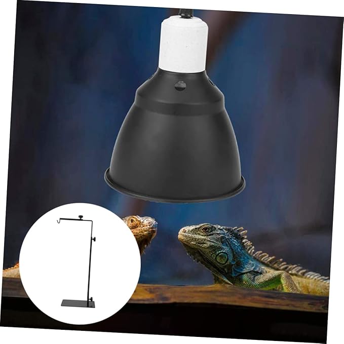 Happyyami Adjustable Reptile Lamp Stand Metal Lamp Rack for Fluorescent Heat Lights Safe Easy Setup for Pet Enclosures
