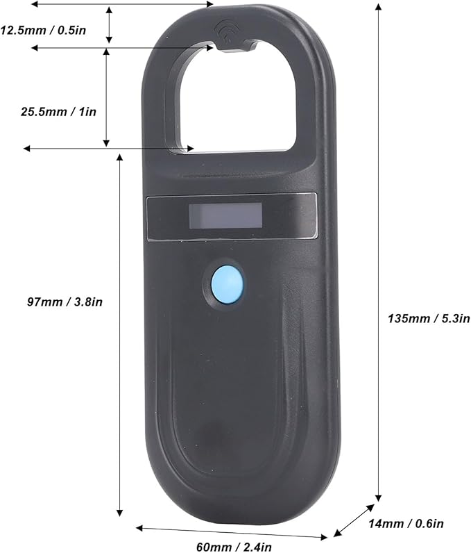 Pet Microchip Reader, 134.2KHz ISO11784 85 FDX B EMID Handheld Animal ID Reader, Rechargeable Pet Tag Scanner, 128 Sets Data Storage, for Dog Cat Pig Sheep Ox