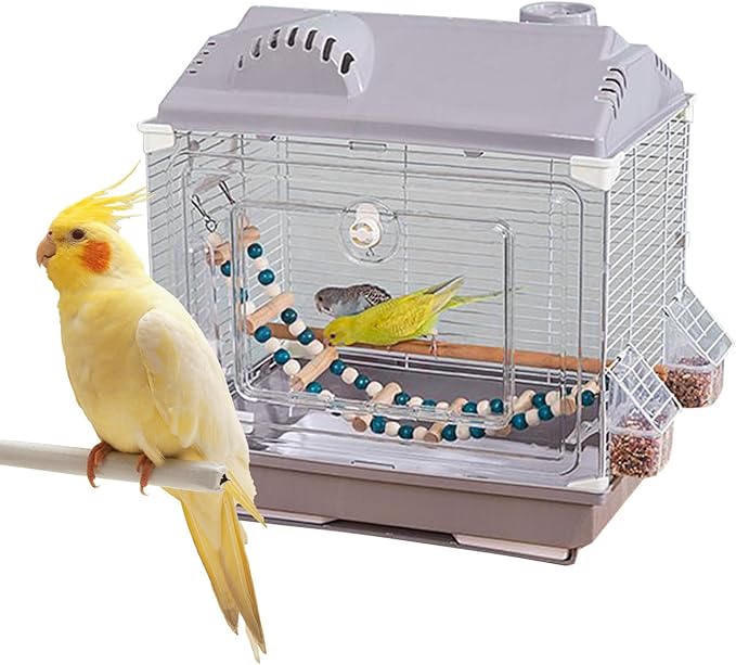 Bird Cage Carrier, Breathable Escape-Proof Portable Cage, Small Canary and Parakeet Travel Habitat, Aviary with Compact Design, Sturdy Material, Cockatiel Lovebird Conures Indoor
