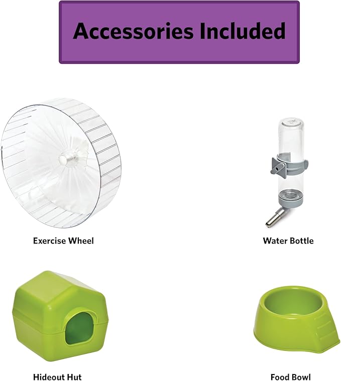 MidWest Homes for Pets Hamster Nation Hamster Home, Jumbo Hamster Cage Measures 38.2L x 22.6W x 15.4H inches and Provides for 676 Sq. inches of Unbroken floorspace, Includes All Accessories
