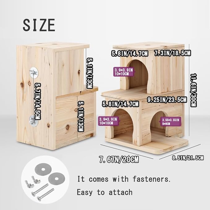Chinchilla House Pet House Chinchilla Hideout Natural Wooden No Paint Wooden peg Safe Durable Teeth Grinding