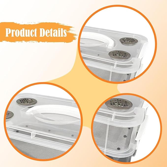Mealworm Breeding Kit - Transparent Fine Mesh Odor Resistant,Mealworm Breeding Bins - for Reptiles, Birds, Chickens, Lizards, Bearded Dragon, Frogs, Tortoises