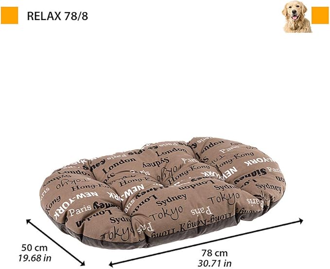Ferplast Dog Bed Medium Dog Cushion Washable Pet Mattress in Cotton with Soft Padding, 78 x 50 m. Brown