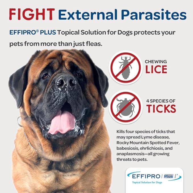 EFFIPRO PLUS Topical Solution for Dogs - Waterproof Dog Flea and Tick Treatment for X-Large Dogs (89-132lbs) 3 Doses by Virbac