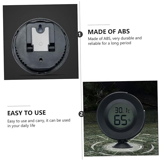 Totority 1pc Digital Hygrometer Thermometer LCD Display for Reptile Box Humidity for Snakes Lizards and Turtles Front Switchable Multi-Directional Viewing
