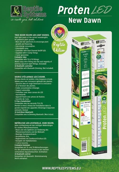Reptile Systems New Dawn LED ProTen Fixture – Full Spectrum 36-48in 28w Lighting with Integrated Cooling – for Terrariums & Vivariums – Highlights Natural Behavior & Color