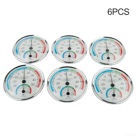 Analog Thermometer Hygrometer for Indoor Room Climate Control, Wall Mount or Stand Device with Comfort Display, No Battery Required for Home Office Greenhouse Sauna Terrarium, White(6pcs)
