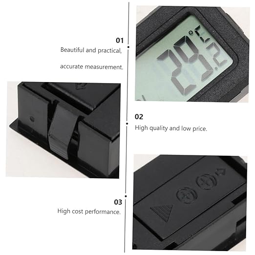 SHINEOFI 2pcs Mini Digital Hygrometer Thermometer LCD Display, Embedded Design, Black, Indoor Outdoor Use for Terrariums and Pet Enclosures