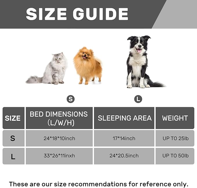 Hollypet Fluffy Dog Cat Bed Pet Couch Beds Plush Soft Warming Washable Puppy Bed for Small Medium Dogs and Large Cats, Silver Gray, 24" L x 18" W x 10" Th