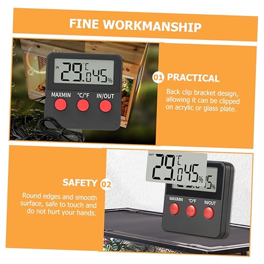 GALPADA 2sets Digital Thermometer Hygrometer for Reptile Tanks Indoor Temperature and Humidity Monitor Jumbo Display Suitable for Lizard and Snake Habitats
