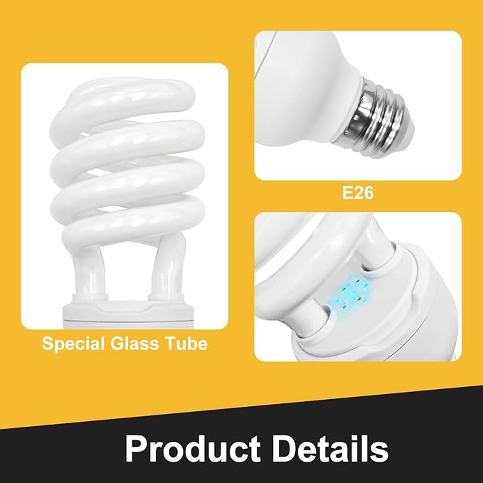 UVA UVB Reptile Light Bulb with Ceramic Heat Emitter Combo, 10.0 26W UVB Light for Bearded Dragon & 2-Pack 75W No-Light Heat Lamp, All-in-One UVB & Heat Source for Reptiles and Amphibians