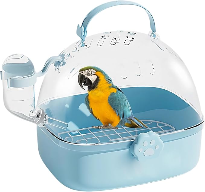 Bird Carrier Cage with Water Bottle, Portable Parrot Travel Carrier Cage for Parrots, Hamster, Guinea Pig, Lovebird, Budgies, Small Animal, 17x16x18 cm