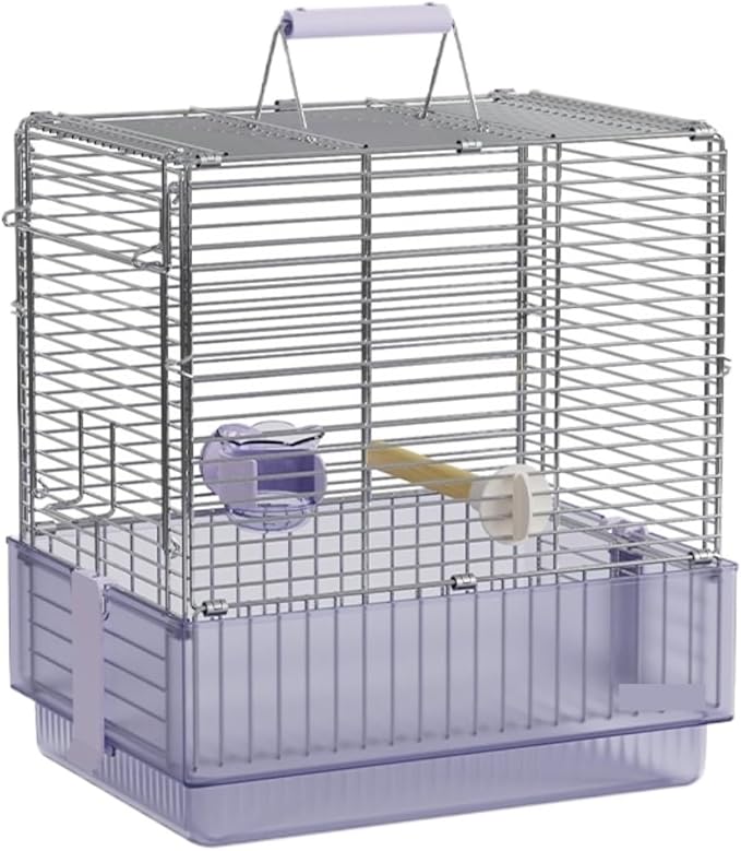 Bird Cage Parrot Cage Stainless Steel Folding Bird Travel Carrier Cage for Parrots Conures with Stand Flight Birdcage(Purple)