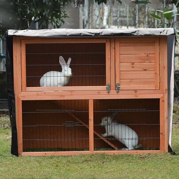 210D Oxford Cloth Double-Layer Pet Cages Cover, Weatherproof and Breathable Protection for 4ft Rabbit Hutch, Black 48 x 20 x 41in(black)