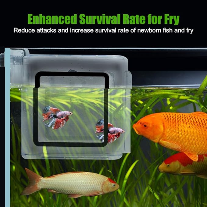 Fish Breeding Box, Acrylic Fish Isolation Box Hanging Aquarium Hatchery Tank for Freshwater Seawater Fish Tank Aquarium