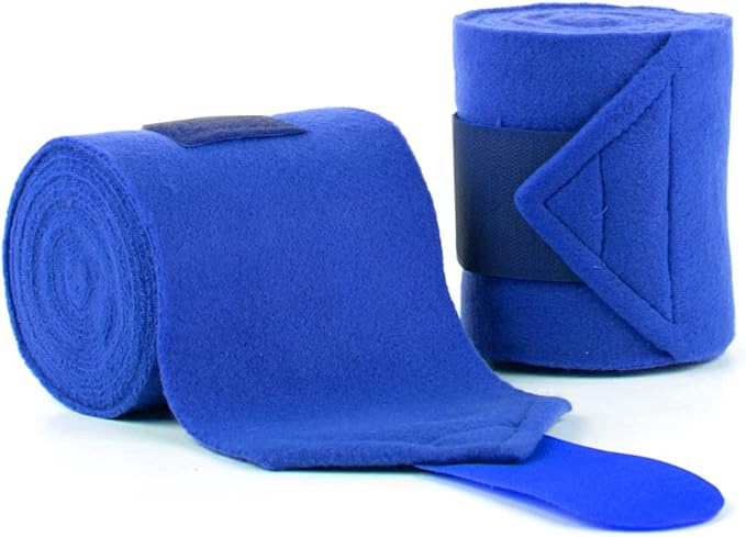 Horse Polo Wraps 2.5m Soft Fleece Polo Wraps Equestrian Leg Bandage Wrap Set of 4 Packs (Blue - 2.5m)