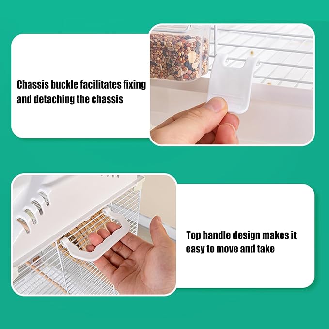 Parakeet Bird Cage, Clear Portable Cockatiel Carrier, Medium Bird with Wooden Perch, Acrylic Lightweight with Removable Tray, Pet with Travel Handle, Indoor Cage for Conures Macaws