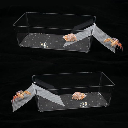 2 Pack Large Transparent Hermit Crab Tank with Climbing Ramp, Aquarium Tank Cage Salt Water Pool Accessories, Habitat for Small to Large Hermit Crab